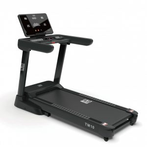 Schwarzes Laufband mit Display, ideal für Heimtraining und Fitness. Einstellungsmöglichkeiten bieten individuelles Lauftraining.