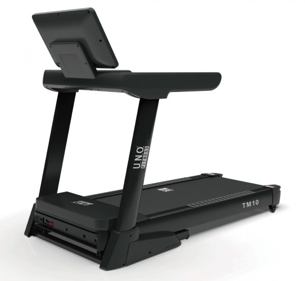 Laufband UNO Fitness TM10 in Schwarz, modernes Design, perfekt für das Heimtraining für Fitness und Ausdauer.