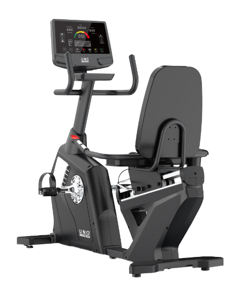 Liegerad-Heimtrainer mit Bildschirm, ideal für Fitness und bequemes Training zuhause.